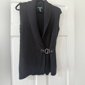 Ralph Lauren Black Knit Cardigan Vest